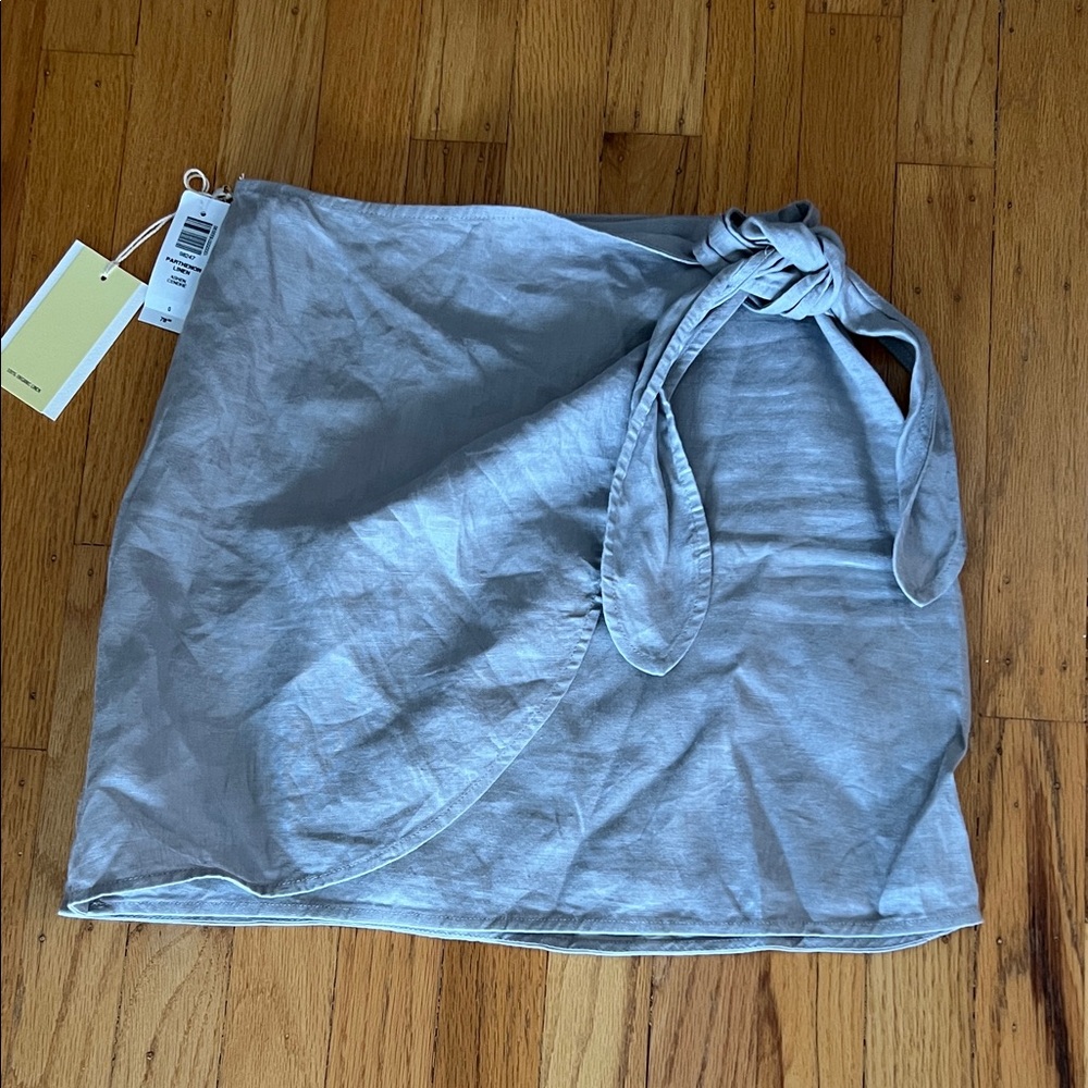 BNWT! Aritzia Wilfred Parthenon linen wrap mini skirt 0 grey